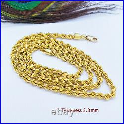 GOLDSHINE 22K Gold Rope Chain Necklace 22 Hallmarked 916 Lobster Clasp 3.8mm