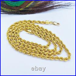GOLDSHINE 22K Gold Rope Chain Necklace 22 Hallmarked 916 Lobster Clasp 3.8mm