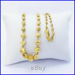 GOLDSHINE 22K Yellow Gold Beaded Chain Necklace 17.25 Genuine Hallmark 916 22KT