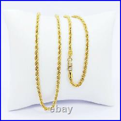GOLDSHINE 22K Yellow Gold Rope Chain Necklace 18 2.68mm Genuine Hallmarked 916