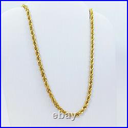 GOLDSHINE 22K Yellow Gold Rope Chain Necklace 18 2.68mm Genuine Hallmarked 916