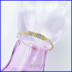 GOLDSHINE 22K Yellow White Gold Bangle Bracelet 2.25 Or 7 Genuine Hallmark 916