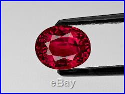 GRS Certified BURMA Ruby 1.15 Cts Natural Untreated Lively Pigeon Blood Red Oval