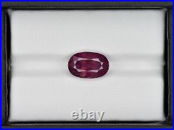GRS Certified KASHMIR Ruby 5.07 Cts Natural Untreated Greyish Purplish Red Oval
