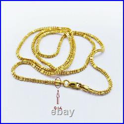 Genuine 22 Karat Yellow Gold Chain Necklace 20.25 Beaded 1.8mm Hallmarked 916