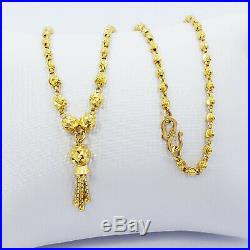 Genuine 22K Gold Beaded Chain Necklace 18.25 with dangler pendant Hallmark 916
