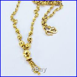 Genuine 22K Gold Beaded Chain Necklace 18.25 with dangler pendant Hallmark 916