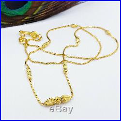 Genuine 22K Gold Box Beaded Chain Necklace 16 16.5 Choker Hallmarked 916