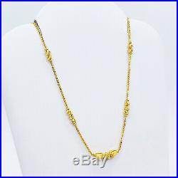 Genuine 22K Gold Box Beaded Chain Necklace 16 16.5 Choker Hallmarked 916