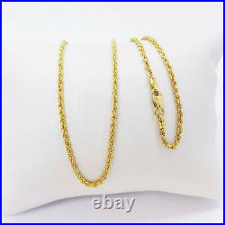 Genuine 22K Gold Rope Chain Necklace 18 Hallmark 916 1.75mm Light Weight 2.32gm