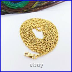 Genuine 22K Gold Rope Chain Necklace 18 Hallmark 916 1.75mm Light Weight 2.32gm