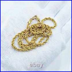 Genuine 22K Gold Rope Chain Necklace 20 Hallmark 916 Lobster Clasp 3.8mm 10.19g