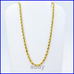 Genuine 22K Gold Rope Chain Necklace 20 Hallmark 916 Lobster Clasp Light 3.3mm