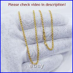 Genuine 22K Gold Rope Chain Necklace Choker 16 Hollow 1.75mm Thick Hallmark 916