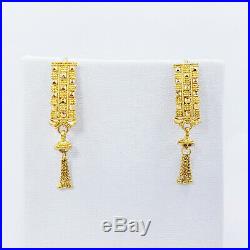 Genuine 22K Solid Gold Earrings Drop Dangle Hallmark 22KT 916 Gorgeous GOLDSHINE