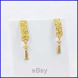 Genuine 22K Solid Gold Earrings Drop Dangle Hallmark 22KT 916 Gorgeous GOLDSHINE