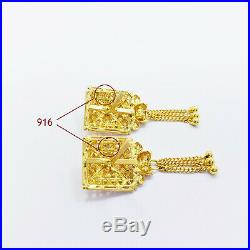 Genuine 22K Solid Gold Earrings Stud Dangler Hallmarked 916 Gorgeous and Unique