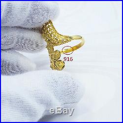 Genuine 22K Solid Gold RING Size US 7.75 Women Hallmark 916 Unique Craftsmanship