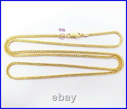 Genuine 22K Solid Yellow Gold Chain Necklace Franco 18 Lobster Clasp Stamp 916