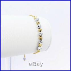 Genuine 22K Solid Yellow White Gold Female Bolo Bracelet 5 to 8.5 Hallmark 916