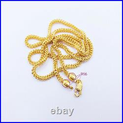 Genuine 22K Yellow Gold Franco Chain Necklace 18.25 Hollow 2.45mm Hallmark 916