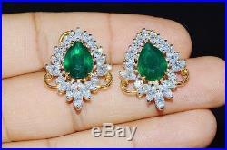 Gorgeous 22K 22C 916 Solid Gold Emerald Cz Cubic Zircon Cluster Clip Earrings