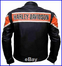 HD Lane Harley Davidson Moto Cow Hide Noir Black Leather Jacket for Men