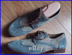 HUDSON women's GREY/beige SUEDE two-tone LACE-up BROGUE SHOES uk 7 / 41 new
