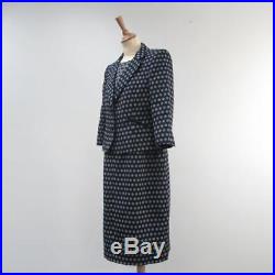 Hobbs London Navy Grey Polka Dot Georgia Jacket Dress Suit, UK 14, Unworn with Tag