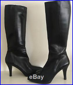Ladies Black Italian Leather BALLY Knee High Boots Size 6 (39) Steampunk