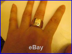 Men's 18K 17 grams SOLID YELLOW GOLD signet Ring size 12 ...