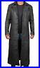 Men’s Long Full Length Black Leather Button Front Trench Over coat Duster Jacket