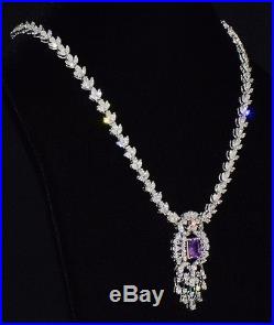Natural 20CTS Diamond Sapphire 18K Solid Gold 7 IN 1 Necklace Bracelet Pendant
