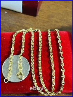 New 18K Fine 750 Saudi Real Gold 20 Long Womens Mariner Necklace 3.2mm 6.2gram