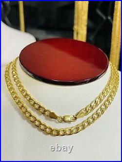 New 18K Fine 750 Saudi Real Gold 24 Mens Womens Cuban Chain Necklace 5mm 7.3g