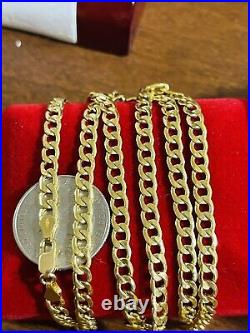 New 18K Fine 750 Saudi Real Gold 24 Mens Womens Cuban Chain Necklace 5mm 7.3g