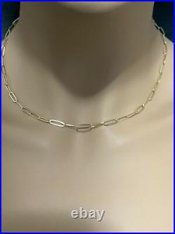 New Real 18K Saudi Gold Paperclips Chain Link Necklace 18