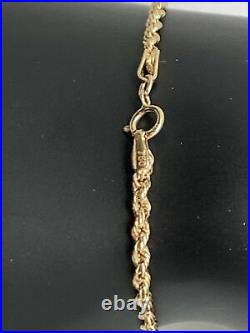New Real 18K Saudi Gold Rope Chain Bracelet Size 7