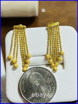New Solid 22K Fine 916 Saudi Real Gold Woman's Dangle Set Earring 1 Long 5.3g