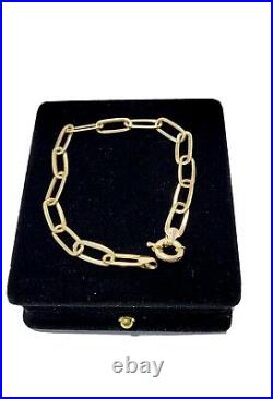 Paper Clip Oval Link Solid 18K Gold Bracelet size 7.5 with Au 750 Stamped