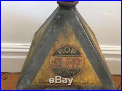 Rare Circa 1930s ROP ZIP Five Gallons Pyramid Top Oil Can
