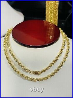 Real 18K 750 Fine Saudi Yellow Gold 20 Long Womens Rope Necklace 6.34grams 4mm