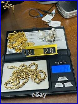 Real 18K 750 Fine Saudi Yellow Gold 20 Long Womens Rope Necklace 6.34grams 4mm