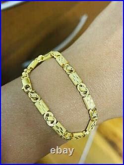 Real 22K 916 Yellow Saudi Gold 6.5 Small Size Womens Baht Bracelet 5mm 5.4g
