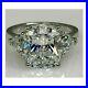 Royal 3.45 carat white cushion cut 14k white gold promise ring 3 stone pre owned