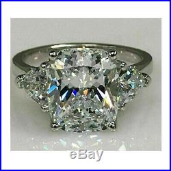 Royal 3.45 carat white cushion cut 14k white gold promise ring 3 stone pre owned