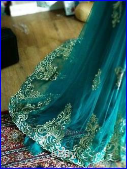 Royal Dubai Peplum bridal Gown Dress Crystal Embroidery Floor Length size 10-22