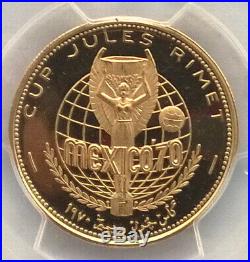 Sharjah 1970 World Soccer Cup 50 Riyals PCGS Gold Coin, Proof