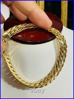 Solid 18K 750 Fine Yellow Saudi Real Gold 7.5 Womens Cuban Bracelet 8.51g 8mm