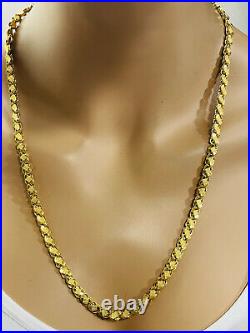 Solid 22K 916 Fine Yellow Real Gold 24 Long Mens Damascus Necklace 16.8g 6mm